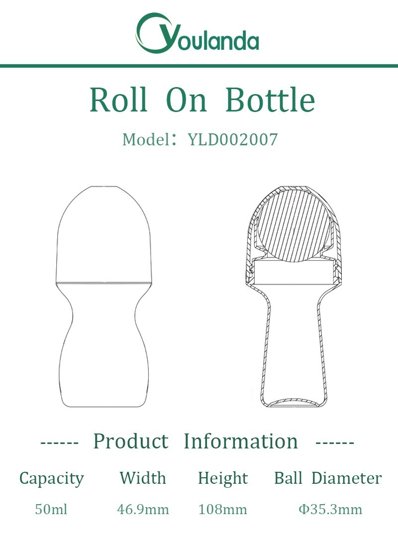 50ml Plastic Deodorant Roll On Bottle For Body Plastic Roller Ball Empty Round Essential Oil Roller Bottle