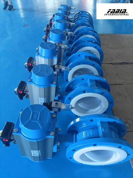 Pneumatic Fluorine Lined Flange Butterfly Valve Economical and efficient