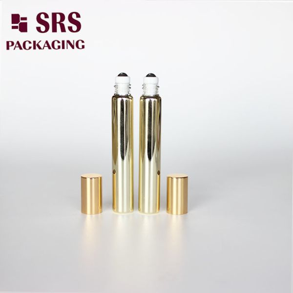 SRS cosmetic empty 10ml gold glass roller ball perfume bottle