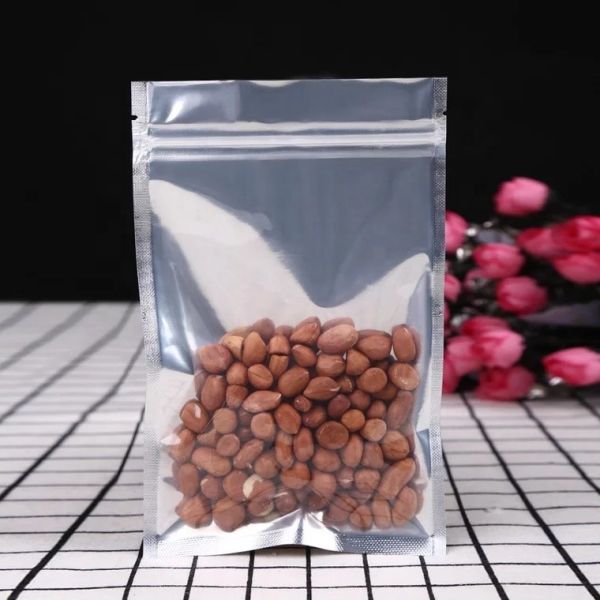 One Side Clear One Side Aluminum Foil 3 Side Seal Flat Zipper Bag