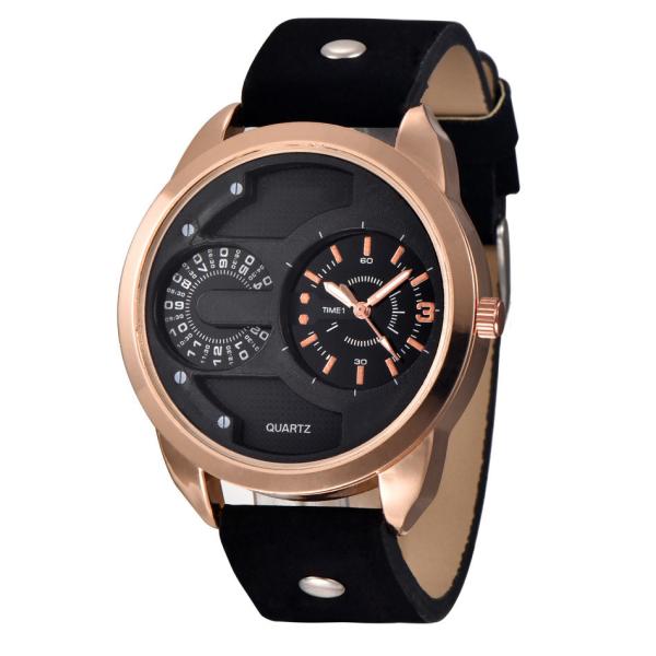 Big size Round Alloy Wrist Watch , Custom Design Metal Material Genuine Leather Strap Japan Movement Fashion Watch ,OEM