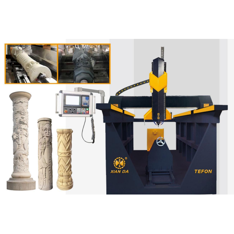 Precision CNC Stone Carving Machine With 4 Axis Column Carving Machine