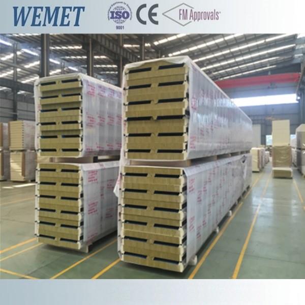 FM approved rock wool fire proof insulated roof panel high strength 1000mm with PU sealing