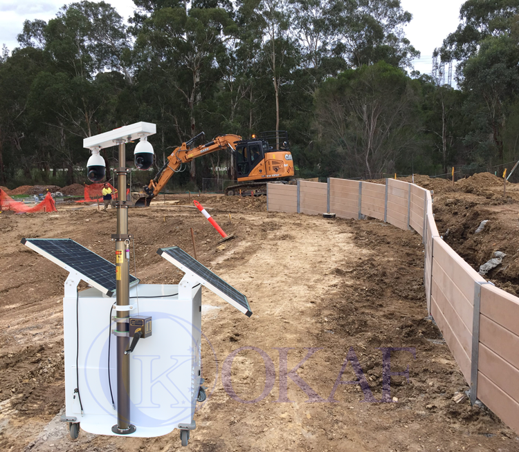 OKAF Mobile Sentry Camera Security Trailer , Solar CCTV Surveillance Trailer PR06