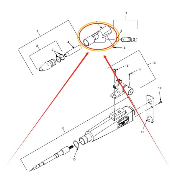 125612 Черный корпус распылителя Black Inlet Body Spray II IPS Автоматический порошковый пистолет-распылитель с креплением Shur Lok, деталь