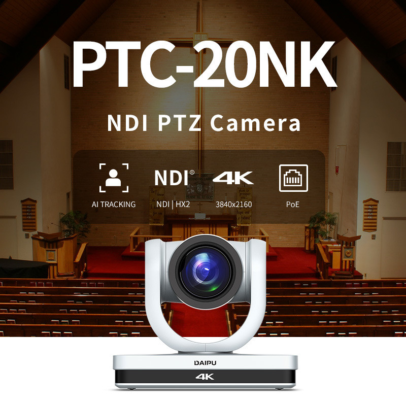 PTC-20NK NDI HX2 PoE HD-MI 3G-SDI 4K30 UHD IP Video Conference Live Streaming PTZ Camera
