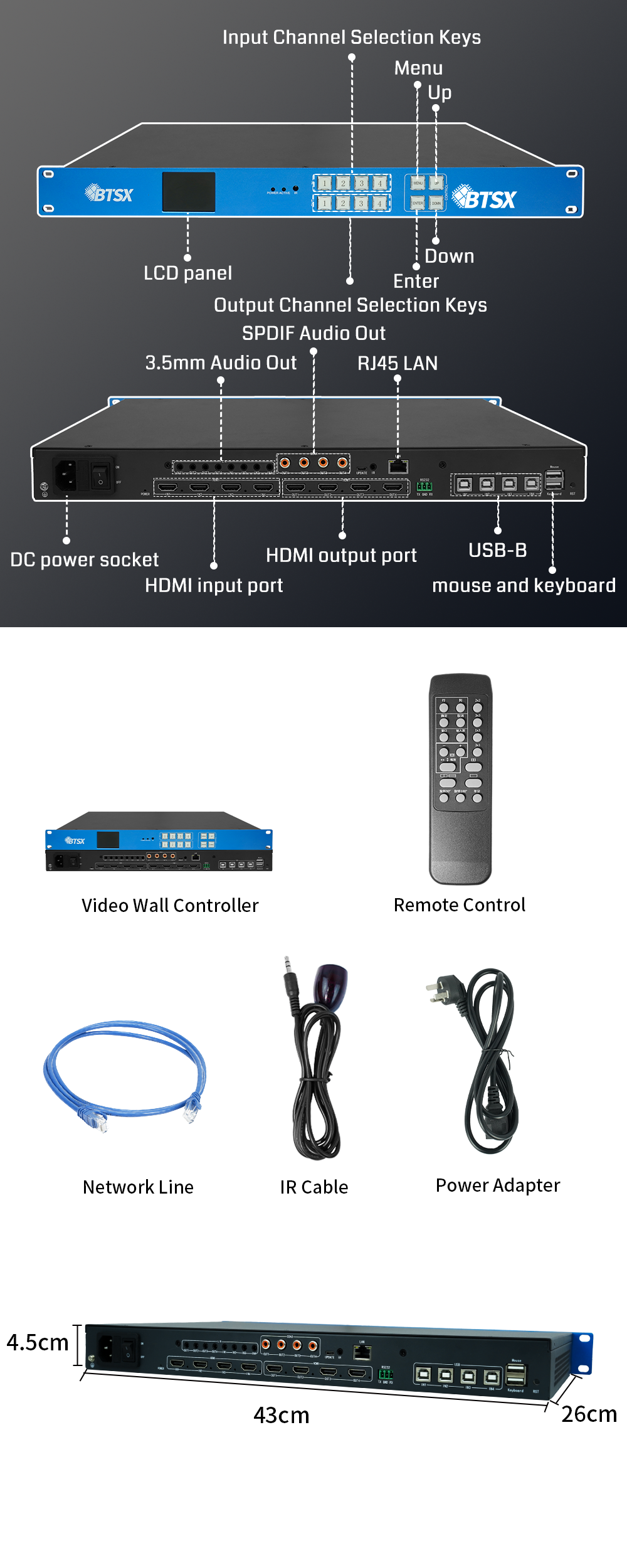 4K60 Video Wall Controller with Seamless Splicing and Multi-Control Methods for Professional Displays
