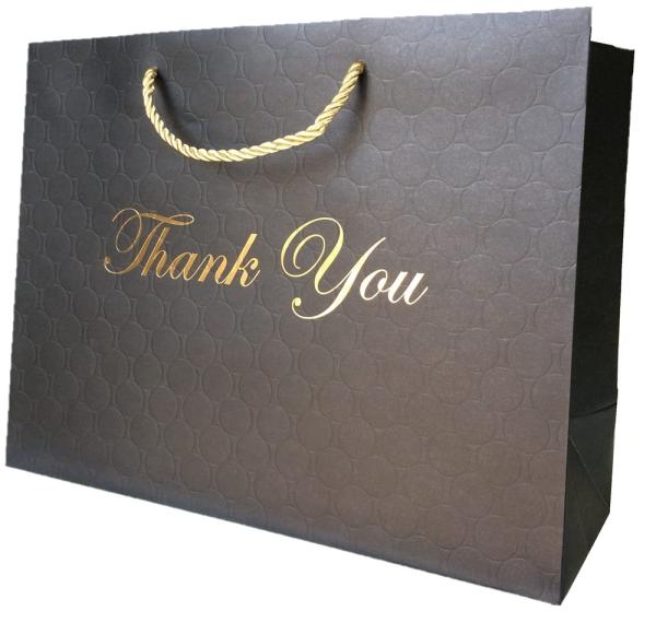 Large Luxury Custom Black Shopping Paper Bags For Gift Packaging Jewelry Clothes Boutique