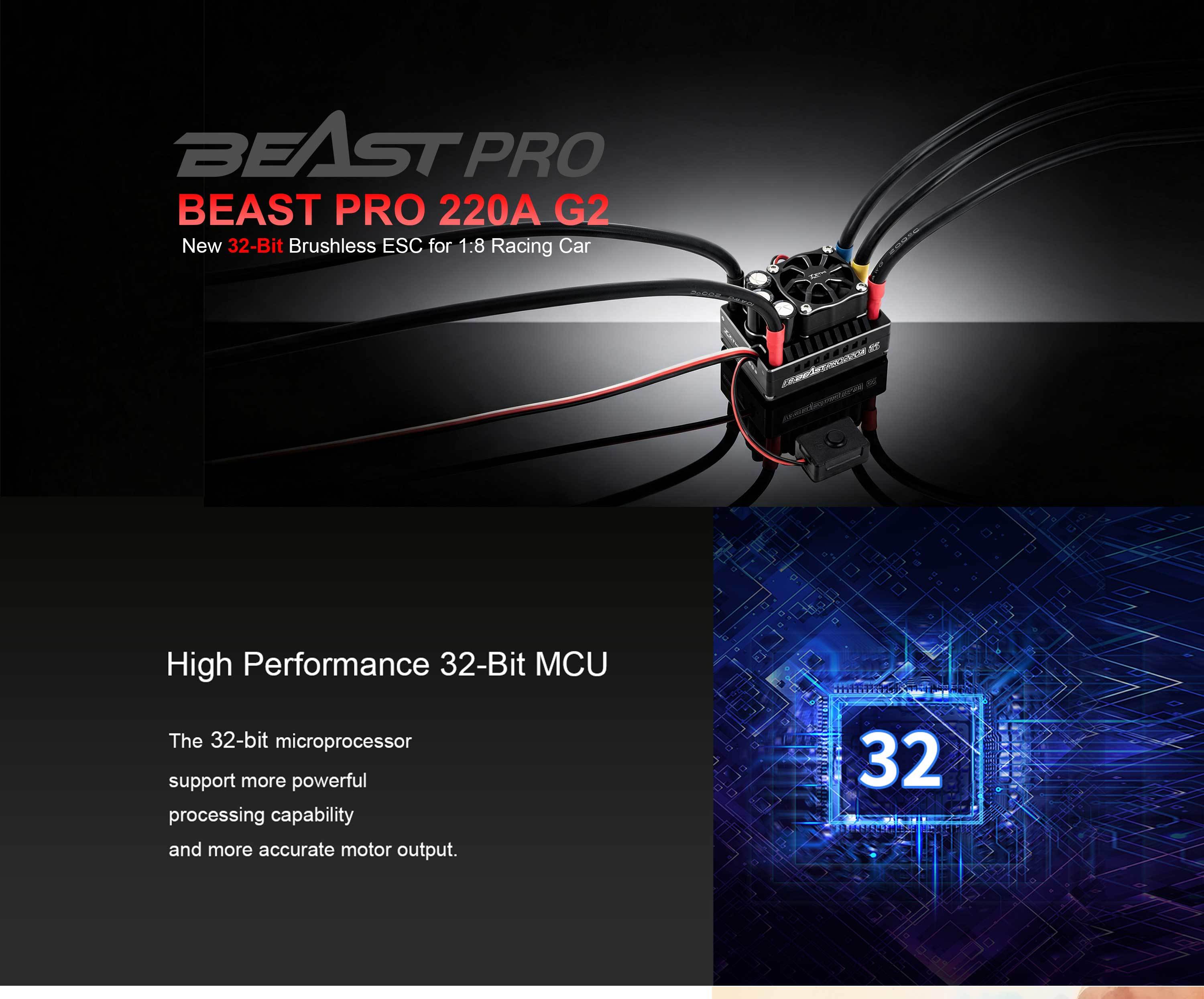 2S-4S ESC ZTW Beast PRO 220A G2 BLE 32 Bit Sensored Racing ESC