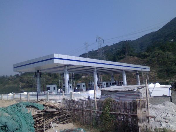 Trusses de tubos de aço de comprimento para estações de pedágio