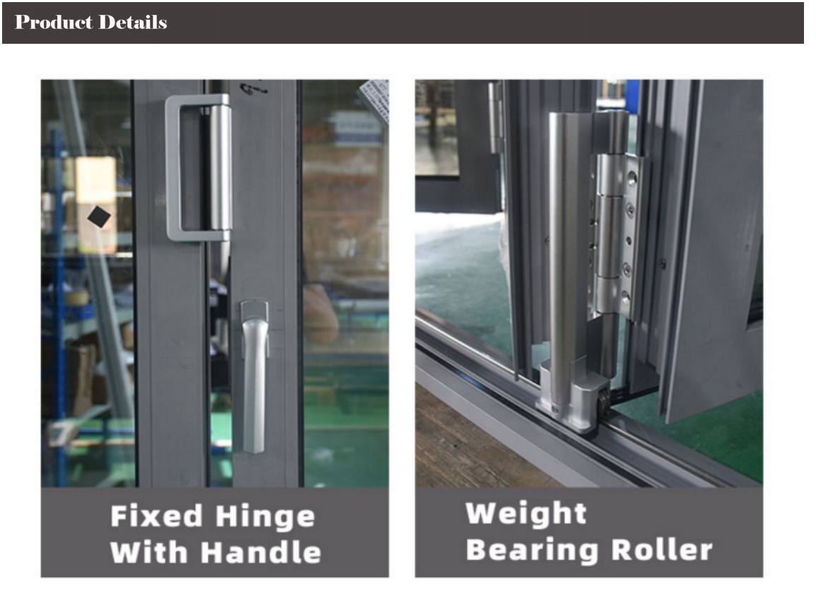 1.5-2.0mm Narrow Edge Aluminum Folding Windows Two Track Clear Tempered Glazed
