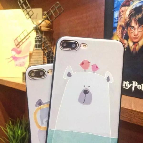 PC+TPU Cartoon Image Relief Painting Back Cover Cell Phone Case For iPhone 7 6s Plus