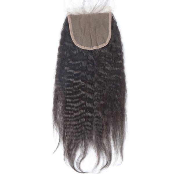 Do fechamento divisor livre peruano do cabelo humano do fechamento do laço 4x4 do cabelo preto natural