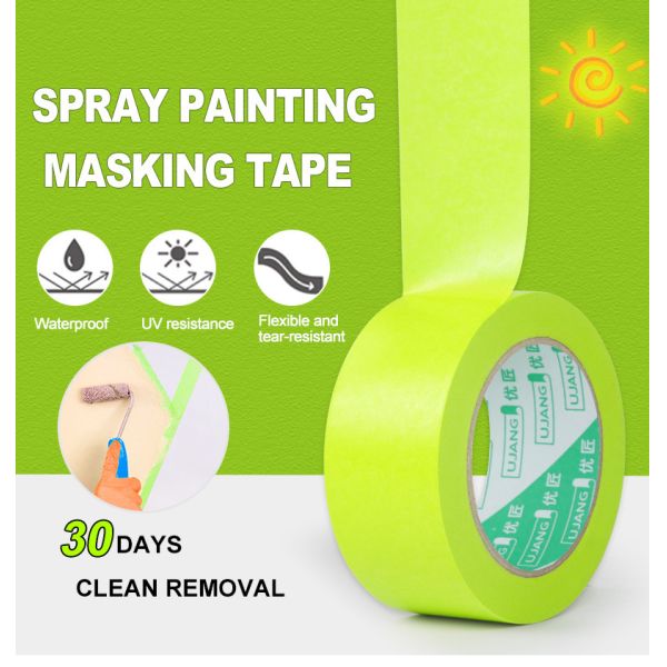 Green Masking Tape Uv Resistance 30 Days High Temperature 120 Degrees Washi Paper Painter Tape For Car Automotive Painting