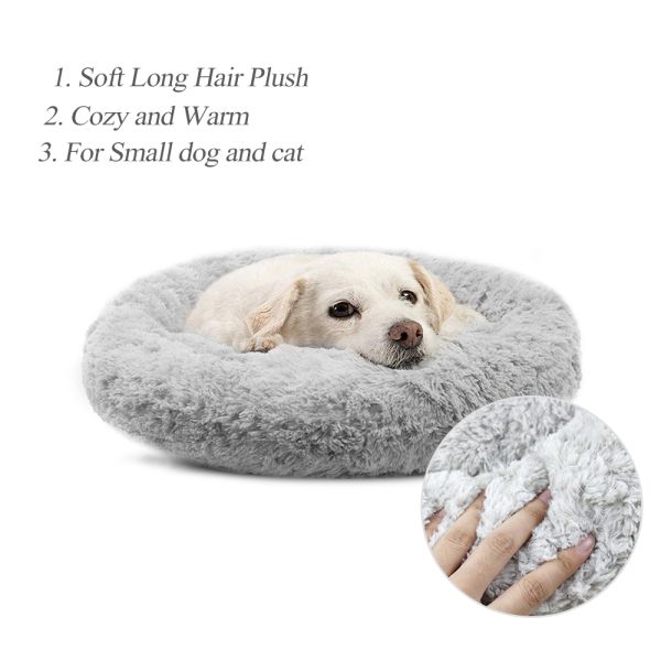 Donut Cat Bed Faux Fur Dog Bed for Medium Small Dogs Self Warming Cuddle Pet Bed Luxury Mat