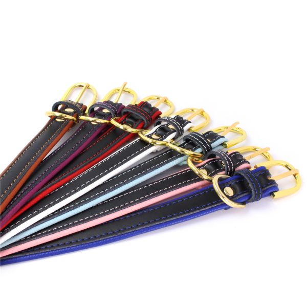 PU Leather Solid Soft Colorful Pet Dog Collar for Small Medium Large Dogs Neck Strap Adjustable Safe Collar