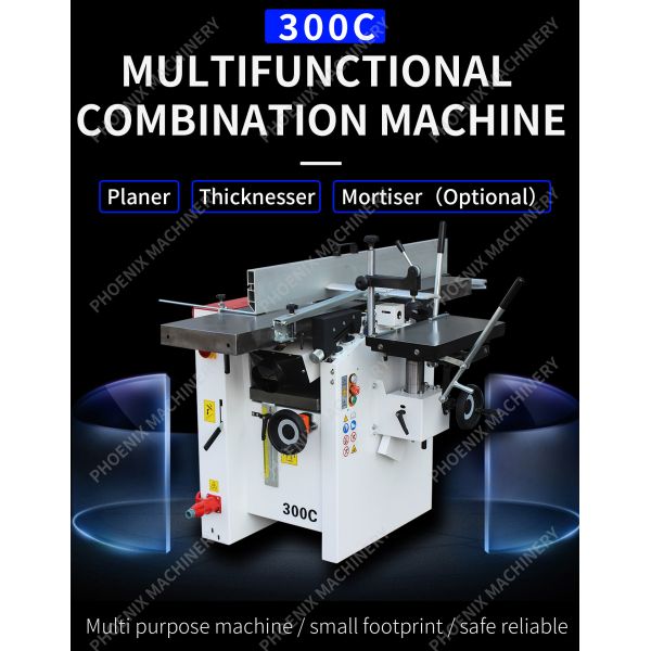 300C Woodworking Combination Machine Surface Planer Wood Thickness Mortising Function