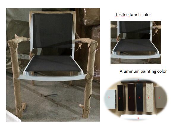 Outdoor garden aluminium stacking chair with sling texline fabric-YS5612