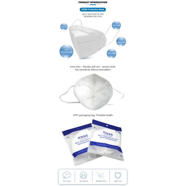 Adult KN95 Disposable Earloop Face Mask For Virus / Flu / Smoke / Dust Prevention