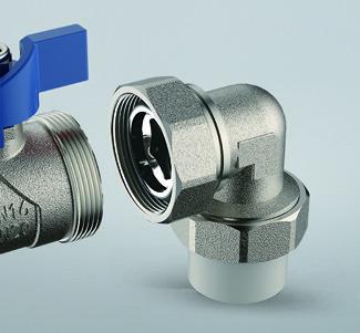 3606 3608 Nickel Plated Angle Coupling Brass Ball Valve with Blue Aluminum Butterfly Handle for Plastic pipe connections