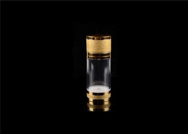 Garrafas cosméticas cosméticas mal ventiladas do curso da garrafa da bomba do ouro brilhante/20ml 30ml