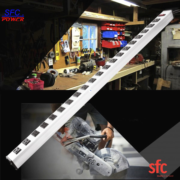 Bande multi mince résistante de puissance de débouché, rallonge multi de prise fondée 20 par débouchés