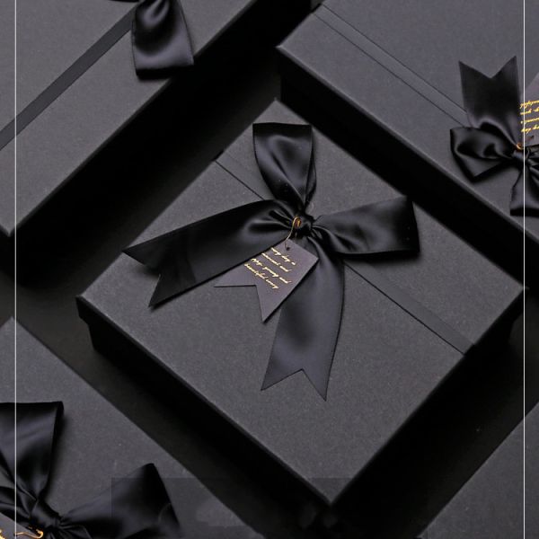 Spot Wholesale Gift Box Black Bow Gift Box Top And Bottom Lid Gift Box Ribbon Gift Box
