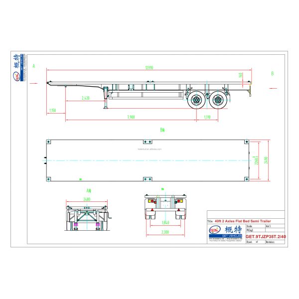 Cargo Transportation 40ft 2 Axles Versatile Flatbed Semi-Trailer Max Payload 000 kgs