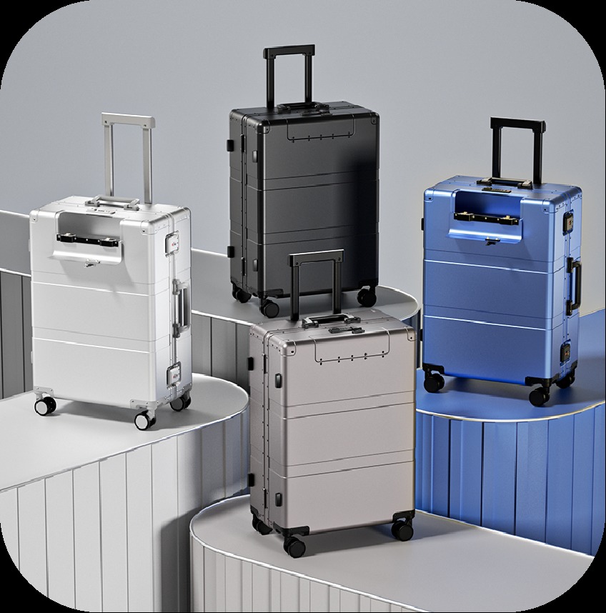 Aluminum Zipper  Hard Shell Cabin Suitcase Expandable Silent 4 Wheel Luggage