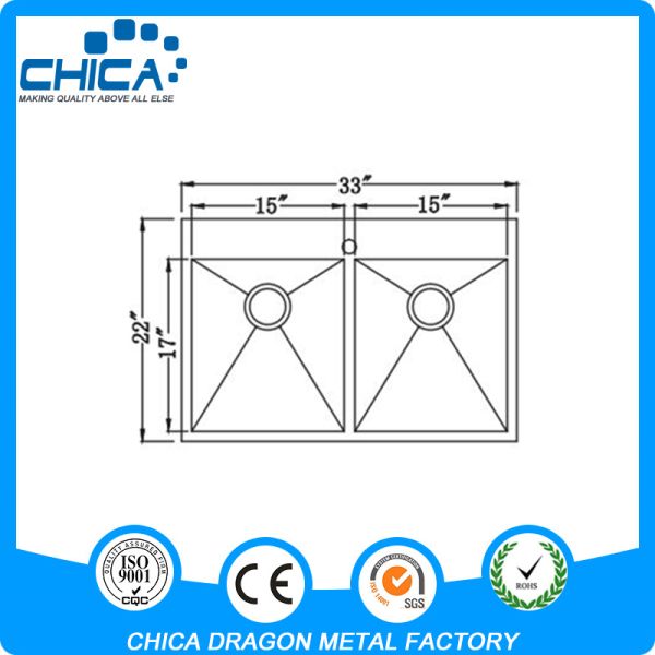 hotel restaurant kitchenware european style double bowl kitchen sink with drainer