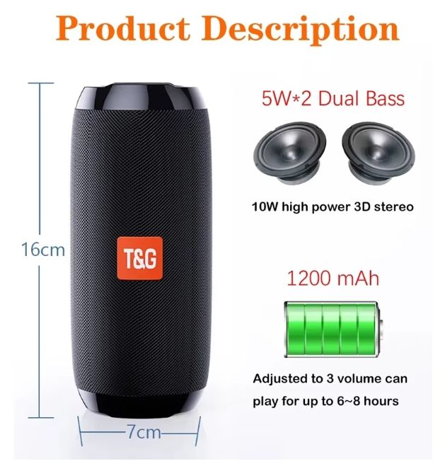 TG117 Waterproof Portable Mini Wireless Subwoofer Speakers For Outdoor Sports Party