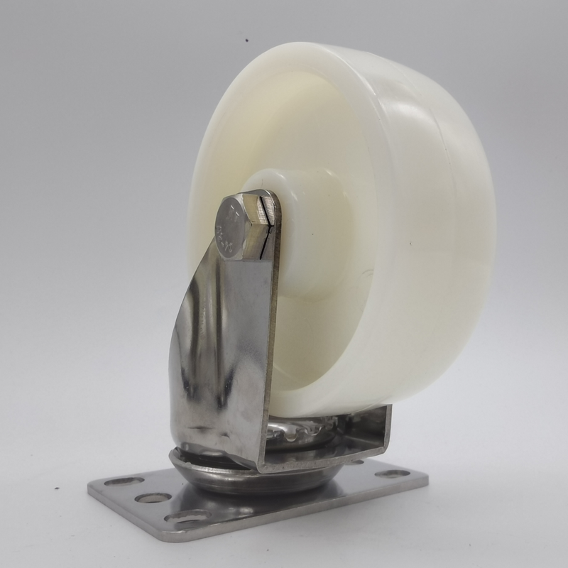 Medium Duty 304 Stainless Steel Plate Nylon Caster Wheels Singel 4" Lockable