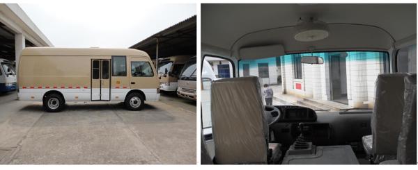 Hydraulic Brake Transport Minivan Diesel Coaster Vehicle With 65L Fuel Tank