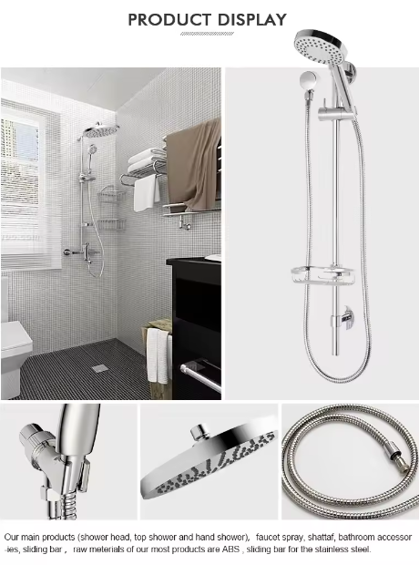 Exposed Shower Faucet without Slide Bar 8 Inch Luxury ABS Plastic Rain Shower Head
