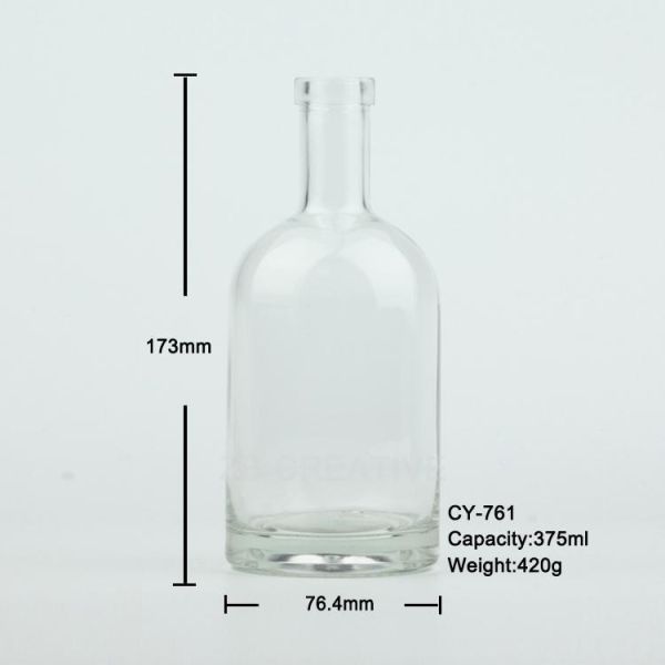 Flint 375ml Liquor Bottle Cork Top Glass Bottle For Gin 420g CY-761