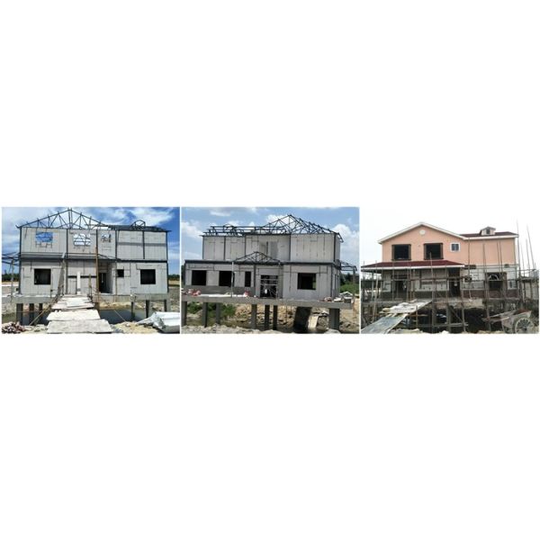 Casa de aço da casa pré-fabricada com a telha da telha do asfalto