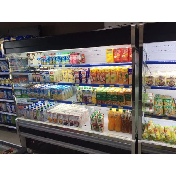 Supermarket commercial multideck open display cooler for vegetable fruit beverage