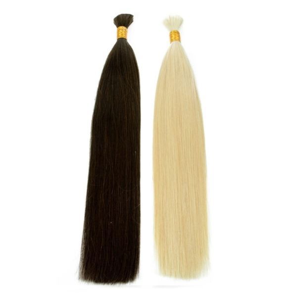 100% Raw Human Hair Extensions Natural Black Color Brazilian Blonde Double Drawn Hair Bulk