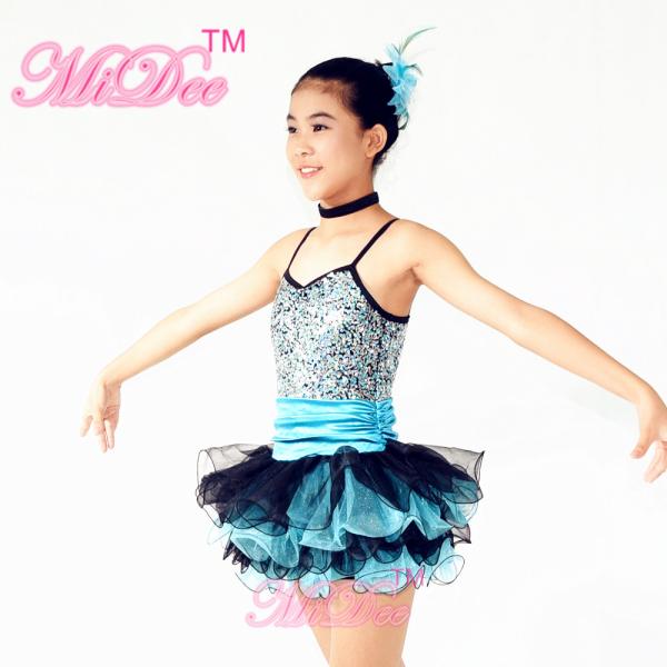 Endearing Dance Competition Wear Sweetheart Bodice Blue Short Dresses , Neck Collar Bodice Layered Frill Dress
