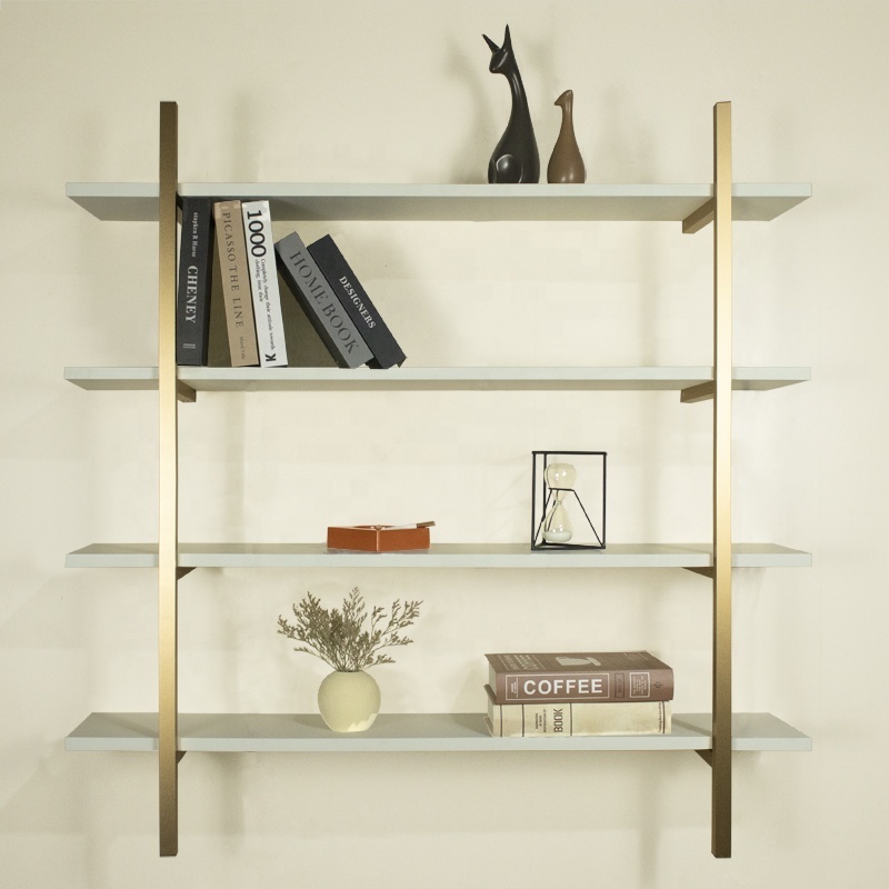 New Design Aluminum Metal Wood Wall Shelf Storage Kid Book Shelf for Living Room