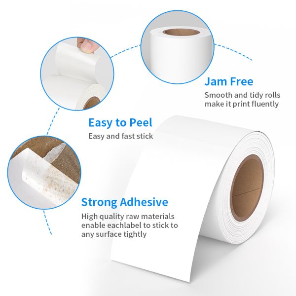 Supermarket White Self Adhesive Label Sticker 40mm Direct Thermal Label Adhesive
