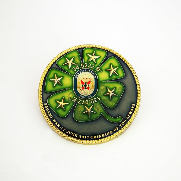 丸いUSN司令部 金属 コレクションコイン 5mm 金色仕上げ