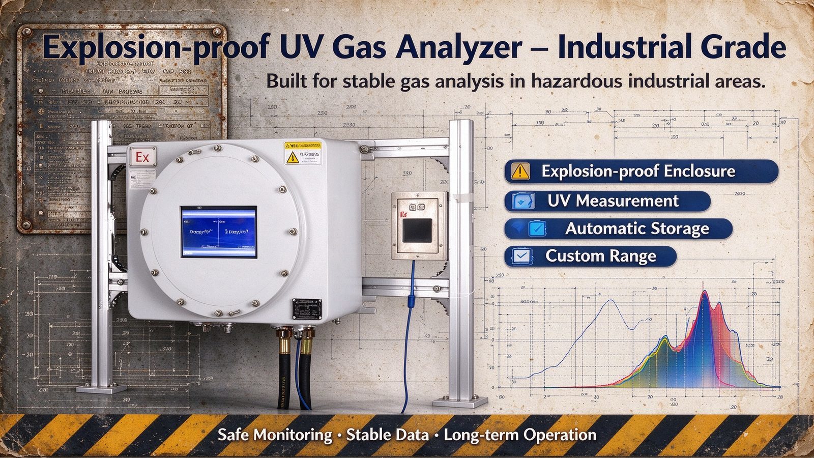 Explosion Proof Ultraviolet Gas Analyzer SO2 NO NO2 Flue Gas Analyzer Industrial CEMS Online Monitoring