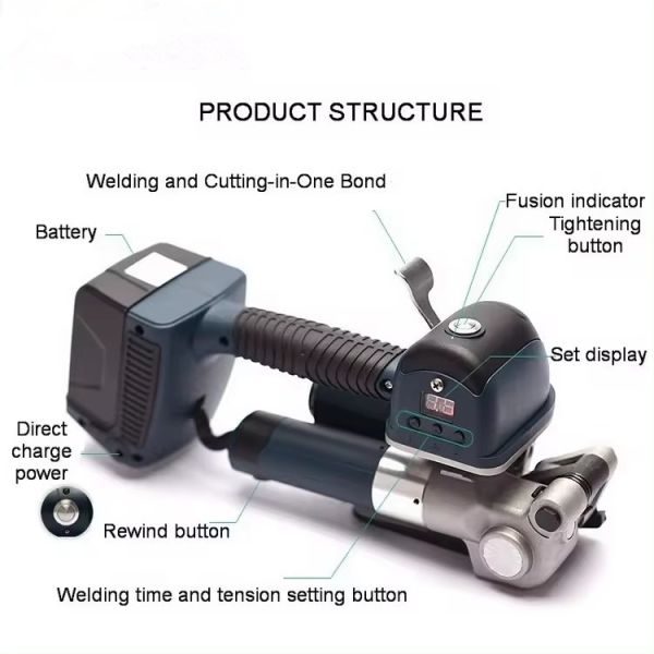 DD19 Electric Battery Powered Strapping Packing Tool Manual PP PET Straps Packaging Tool
