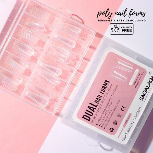 GEL Clear 120pcs Nail Dual Forms Mold Tips Nail Form for Acrylic Nails Extension Custom Logo Included