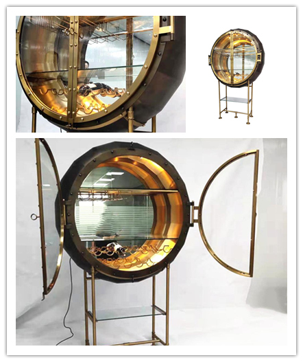 OEM Interior Stainless Steel Wine Cabinet Living Room Liquor Cabinet