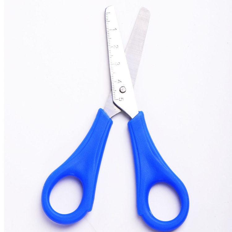 Wholesale safety plastic handle and carbon steel student scissor