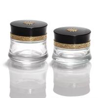 Cosmétiques Crème pour le visage Bouteille de verre 50 ml Et emballage en verre Bouteille de verre glacée ronde Qualité personnalisée 5g 10g 15g