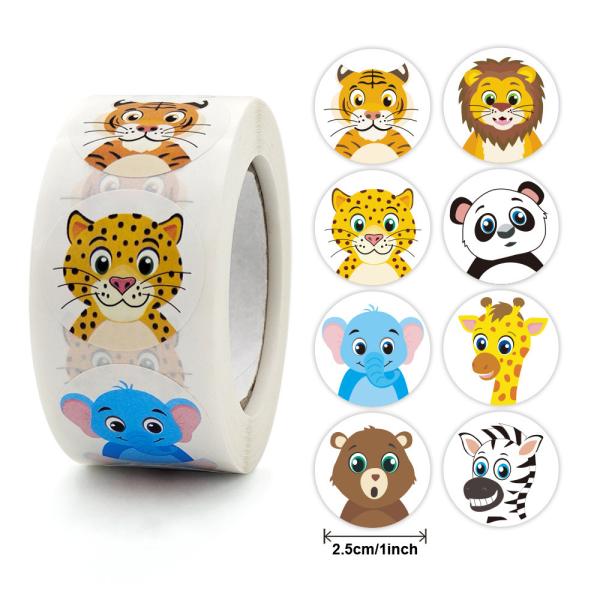 Papel de desenhos animados de animais Etiquetas de adesivos personalizadas para coisas infantis, impressão de adesivos de logotipo