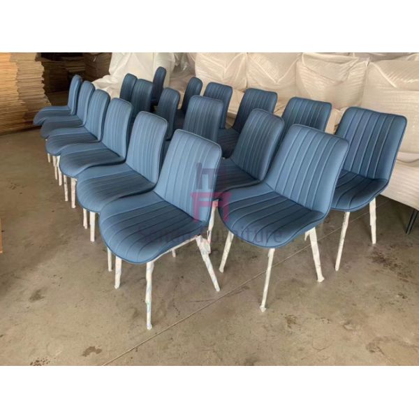 Metal Leg PU Leather Upholstered Armless Dining Chair 0.38cbm
